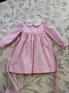 Little English Pink Floral Dress with White Collar